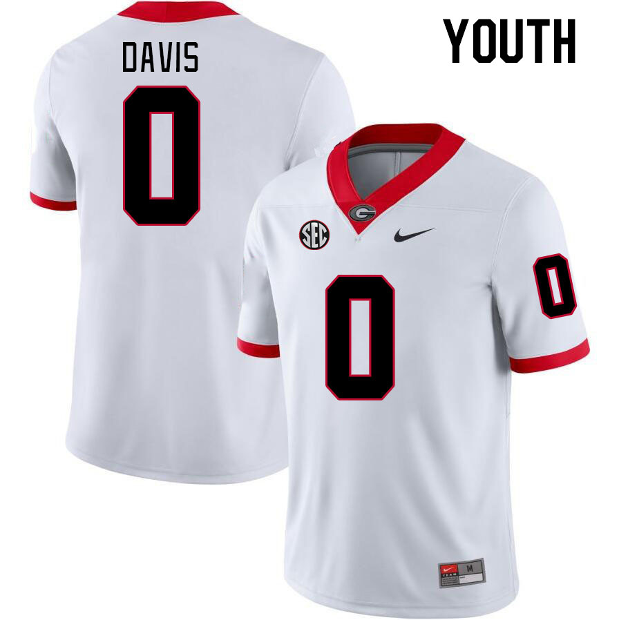 Youth #0 Rian Davis Georgia Bulldogs College Football Jerseys Stitched-White